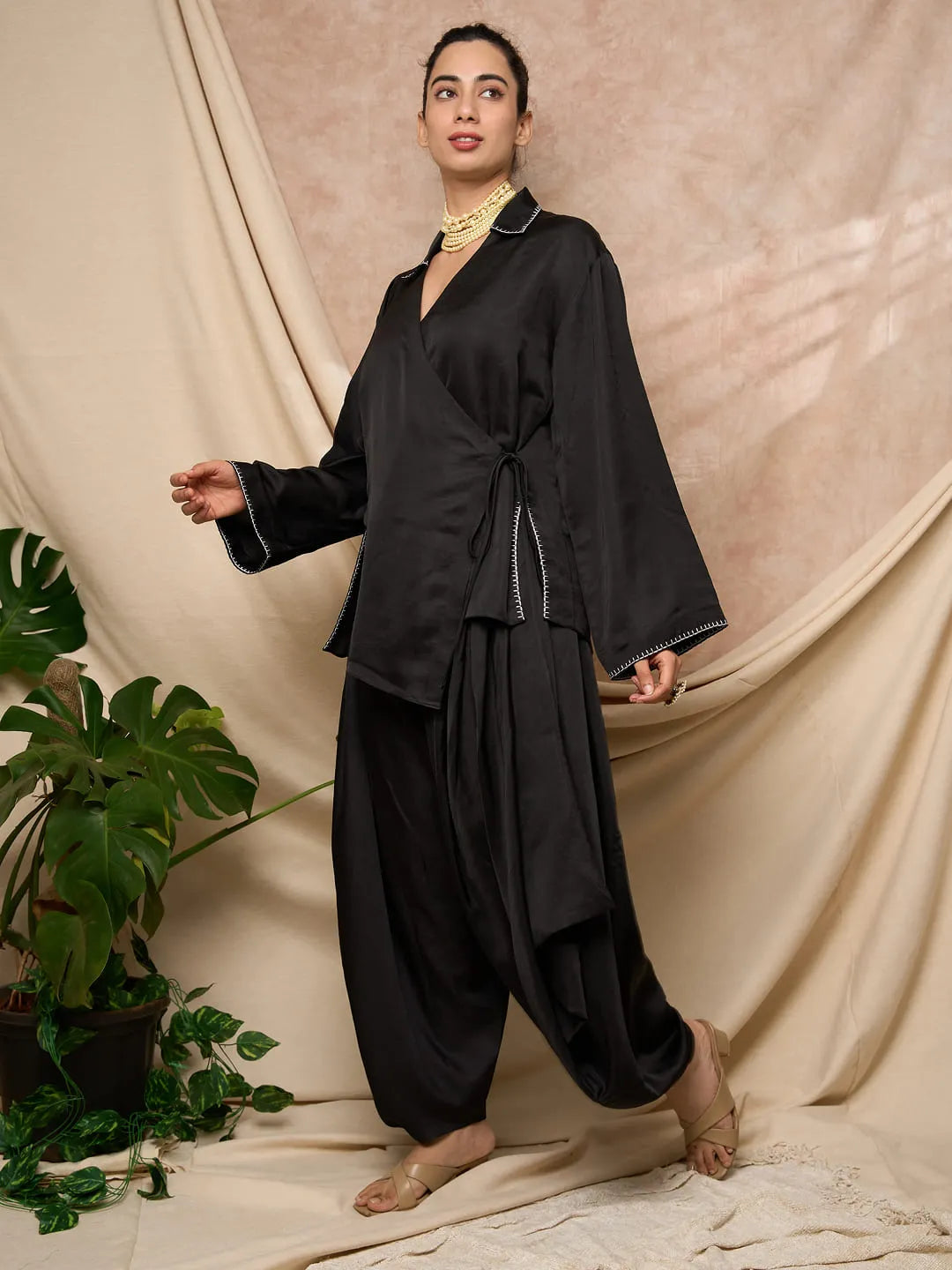 Black Dhoti Pant Set