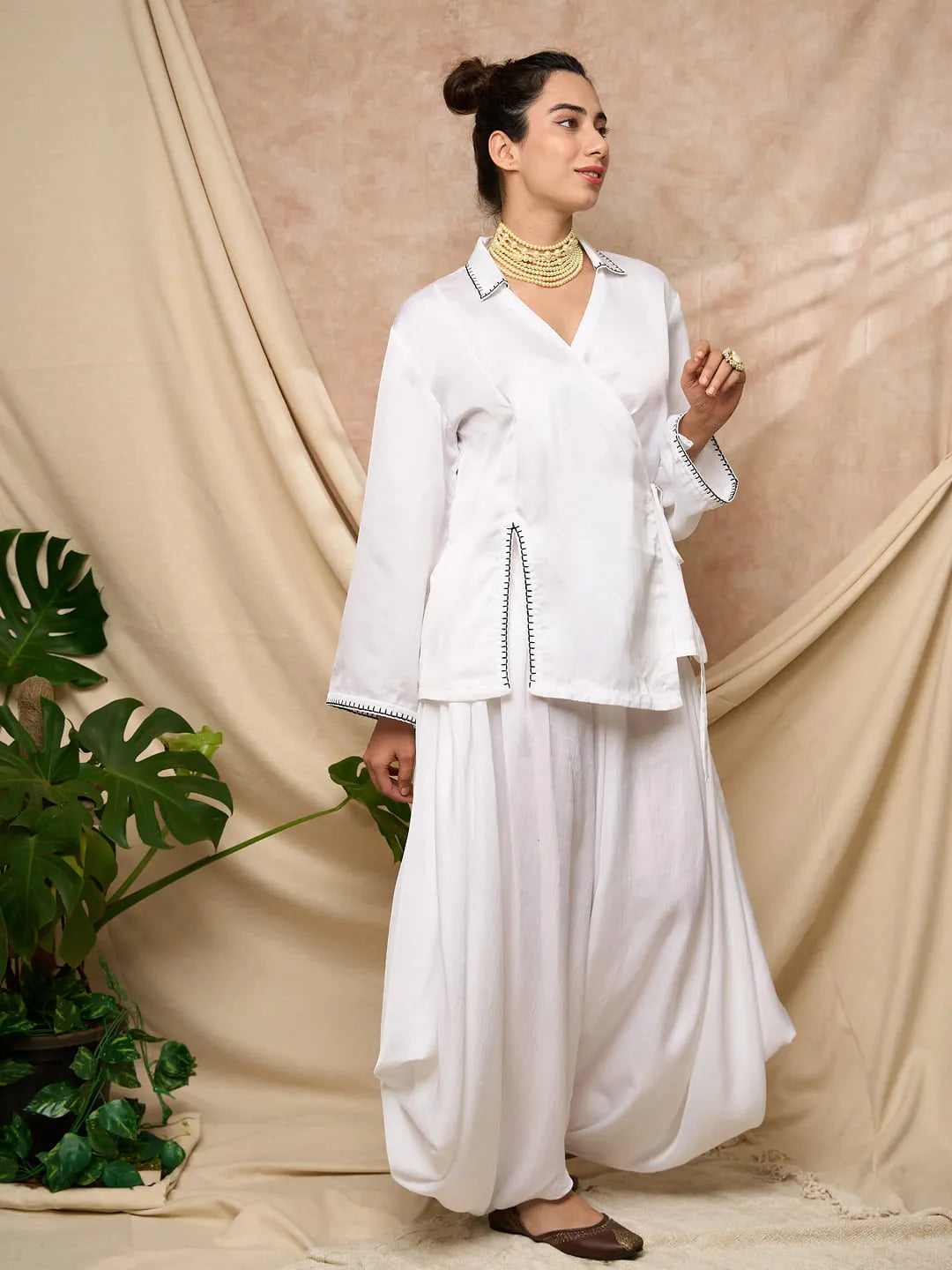 White Dhoti Pant Set