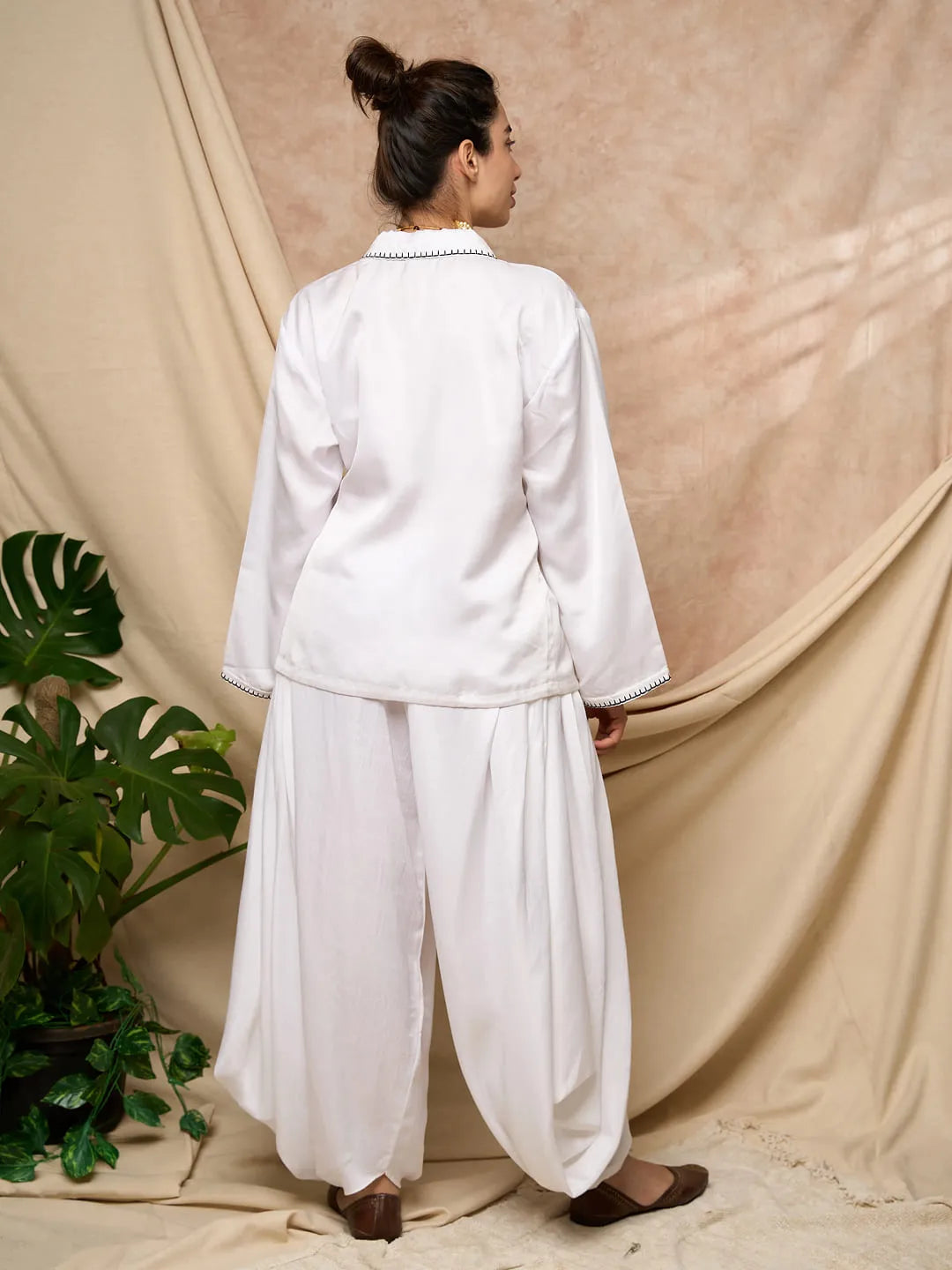 White Dhoti Pant Set