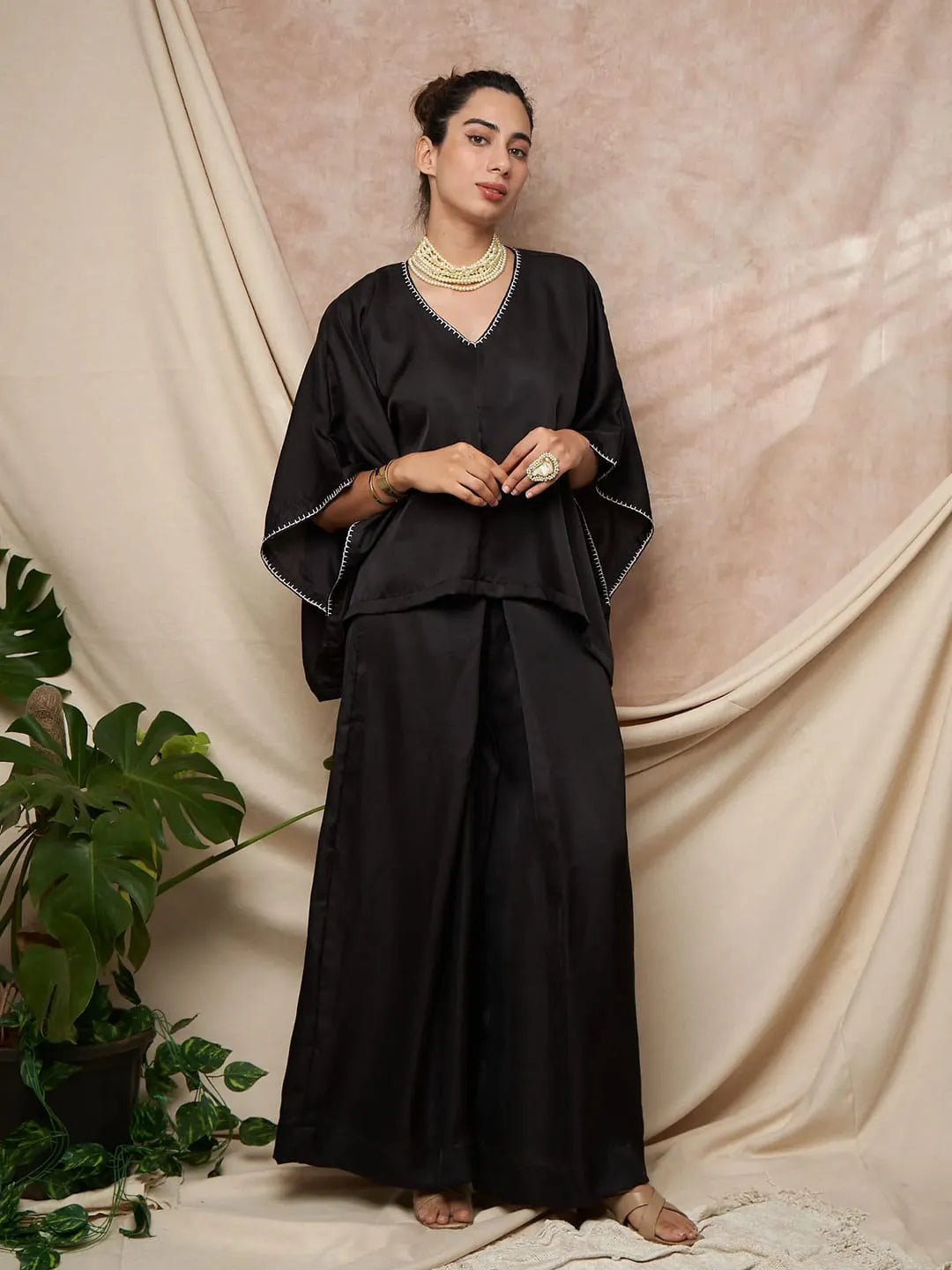 Black Kimono Pant Set