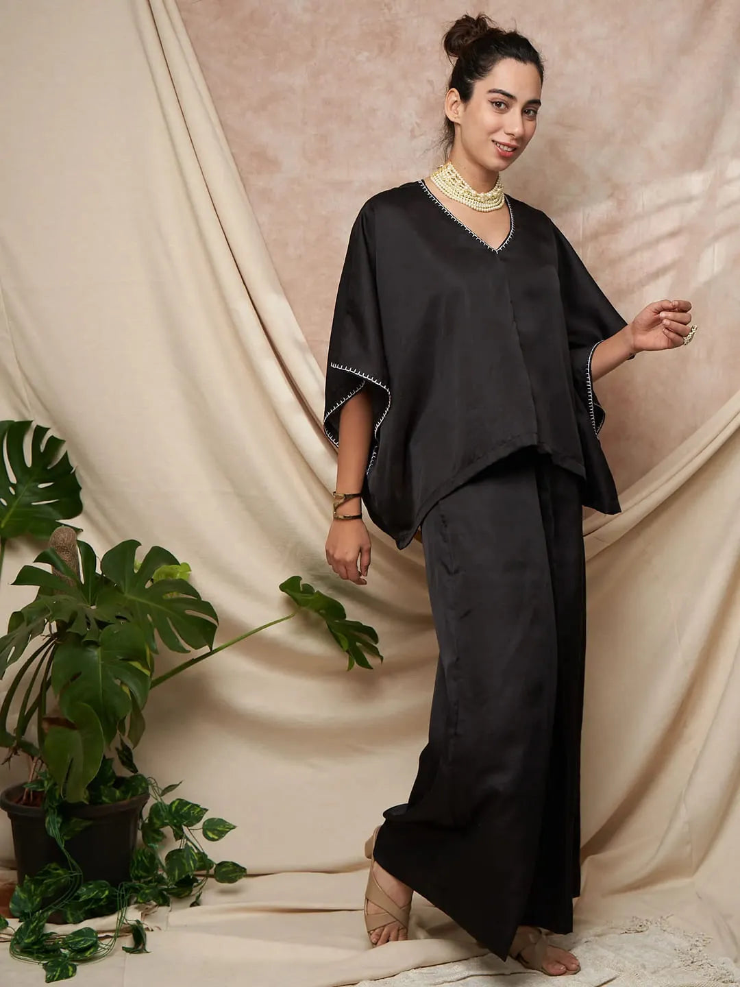 Black Kimono Pant Set