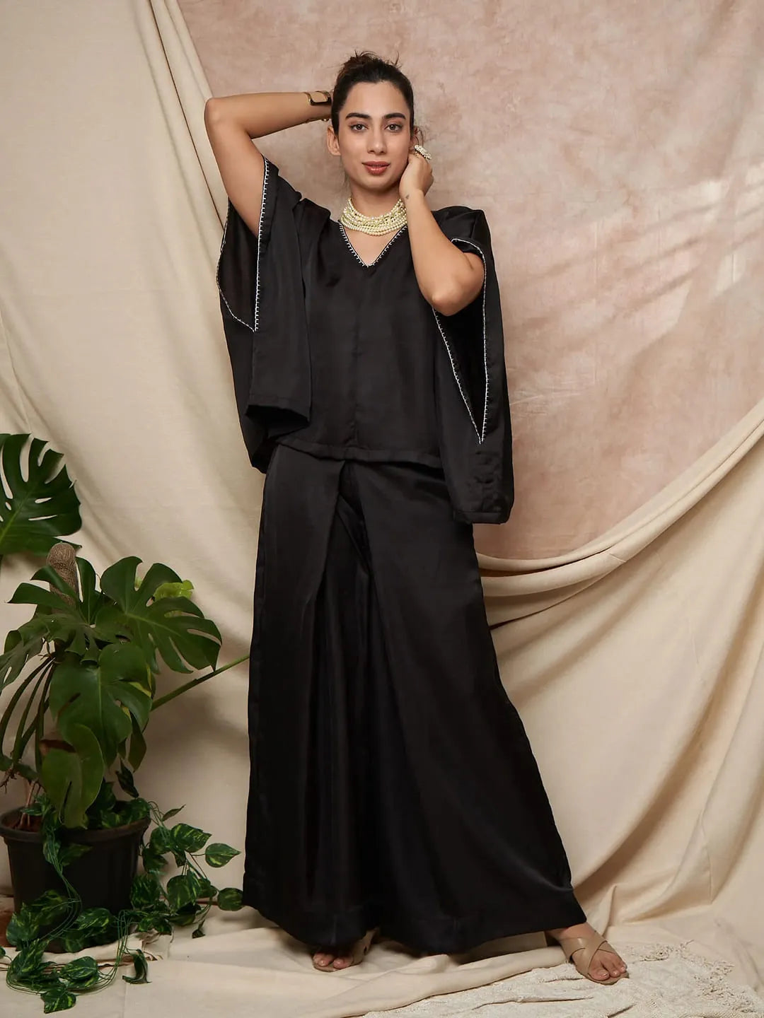 Black Kimono Pant Set