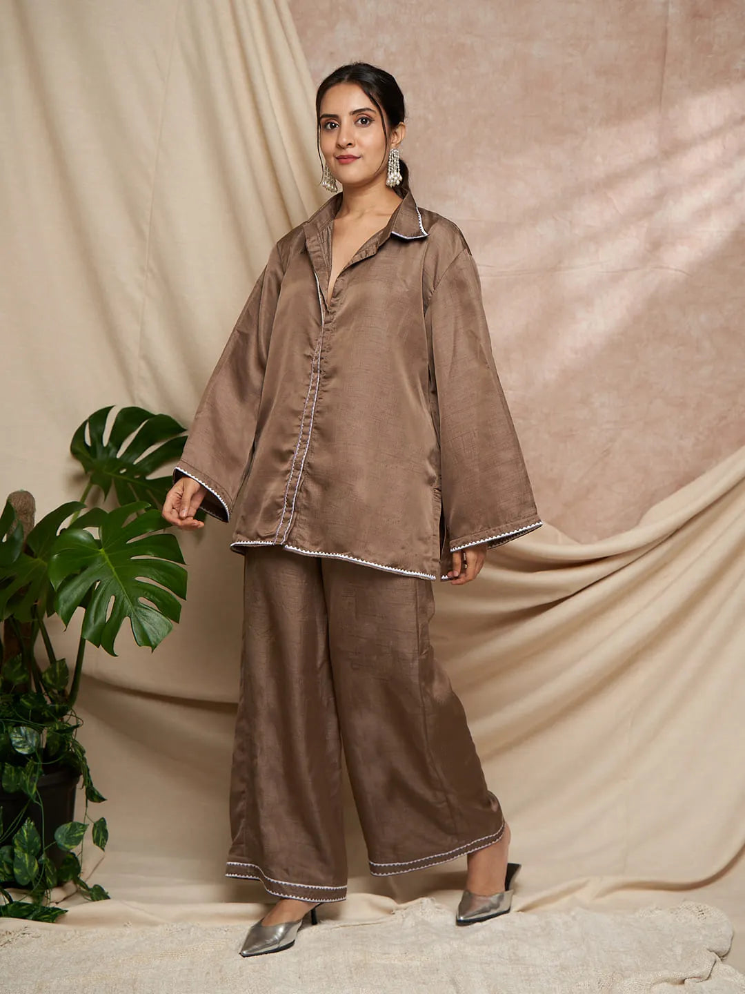 Mocha Mousse Shirt Pant Set