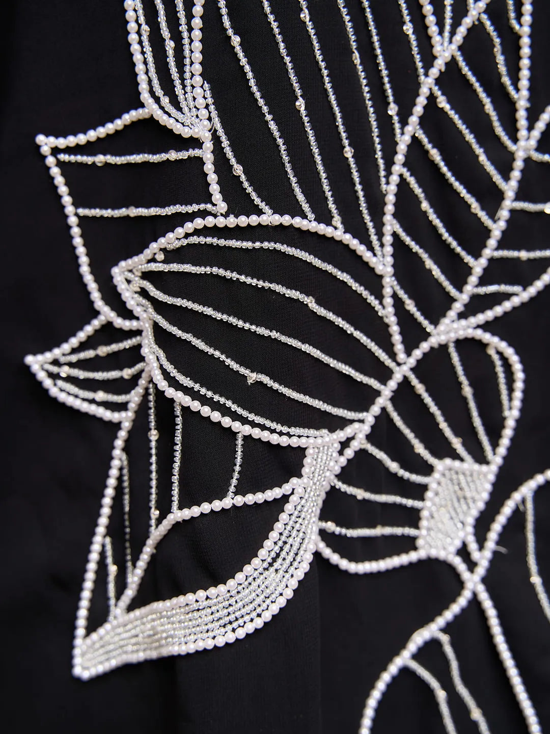Black Dress With Pearl Flower