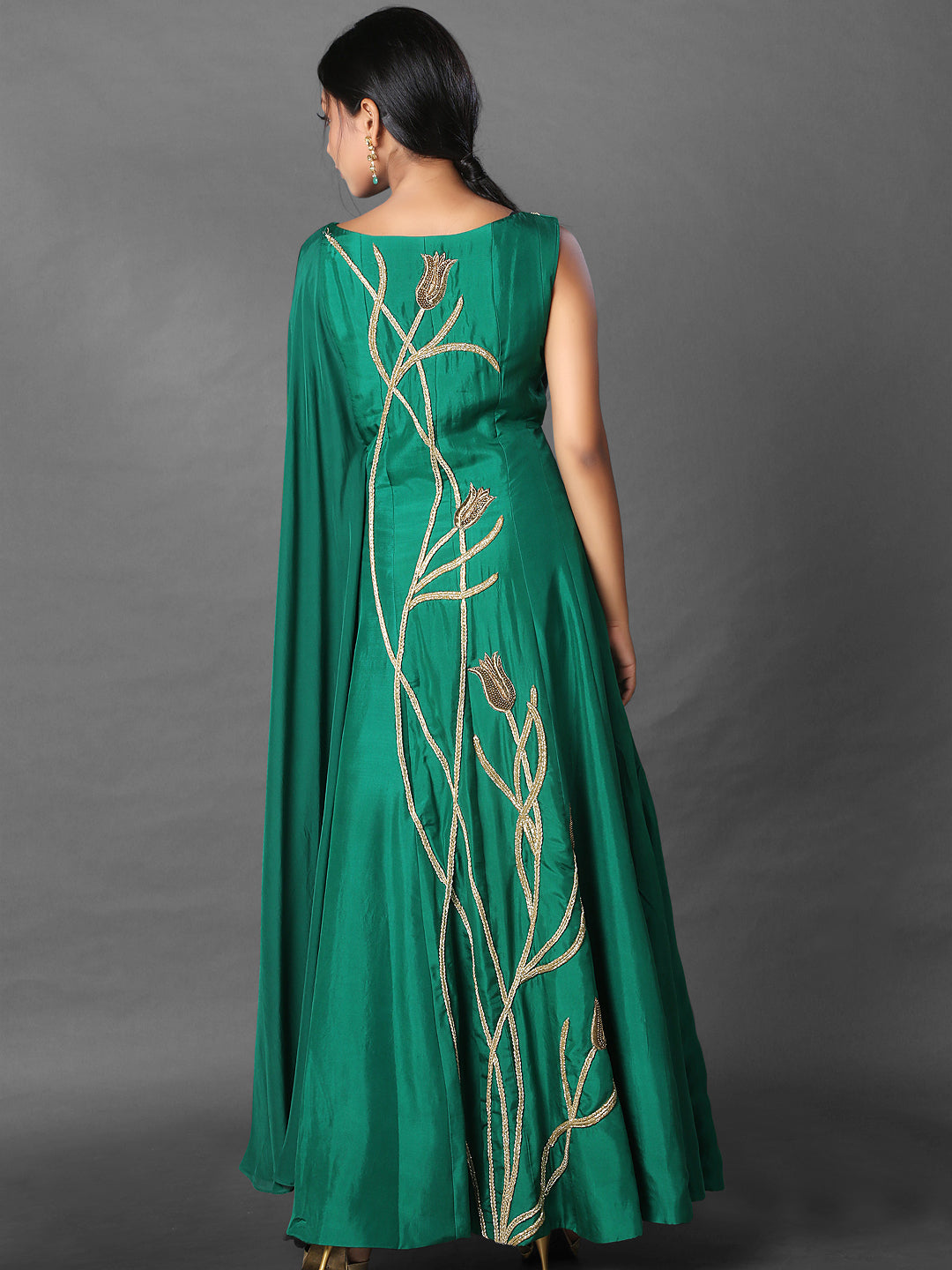 Green caped-anarkali