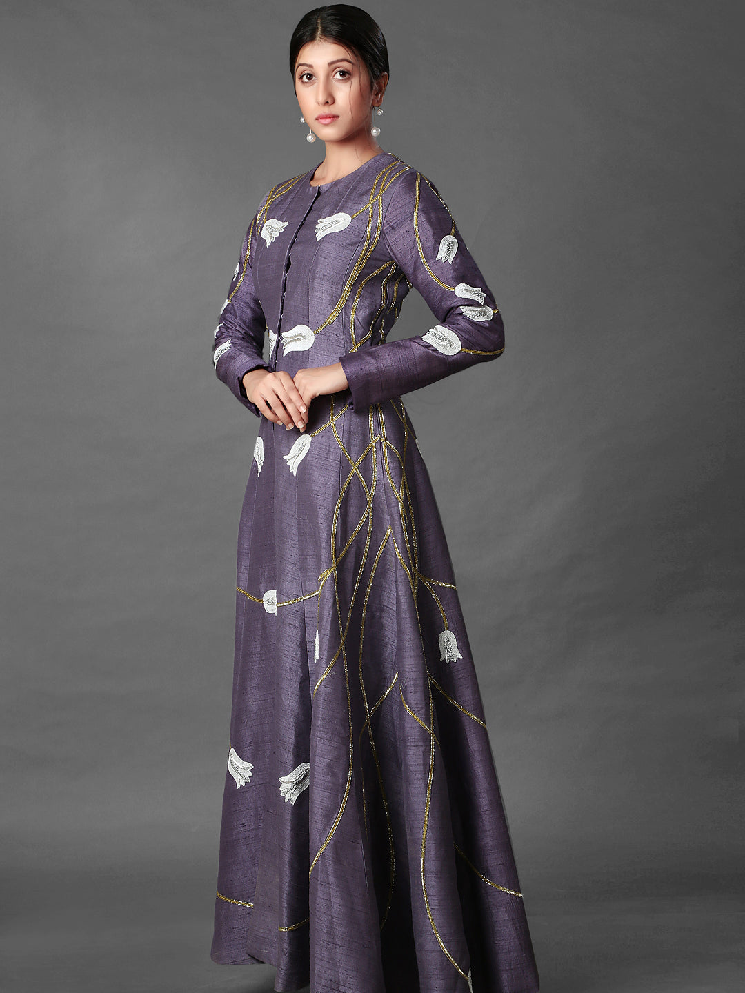 Dusty purple embellished jacket set