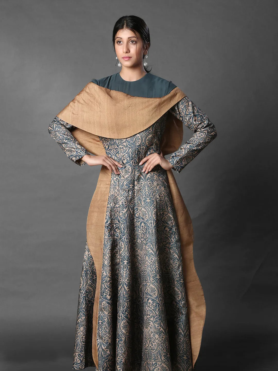 Attached dupatta anarkali