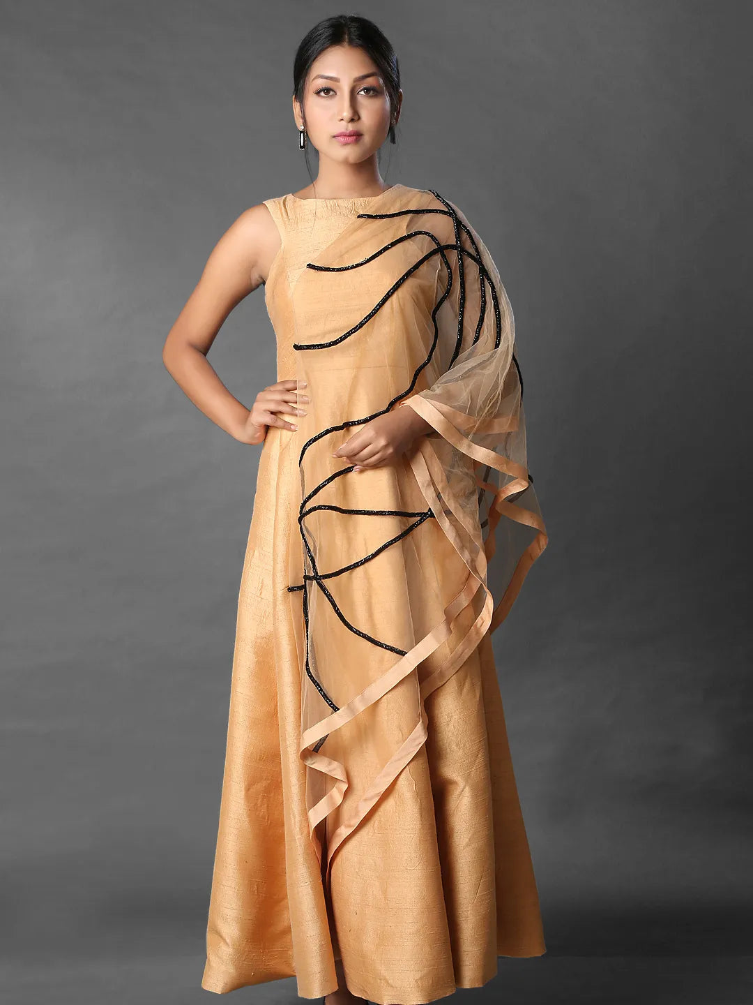 Peach cape gown
