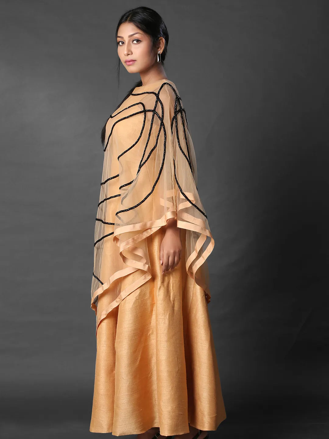 Peach cape gown