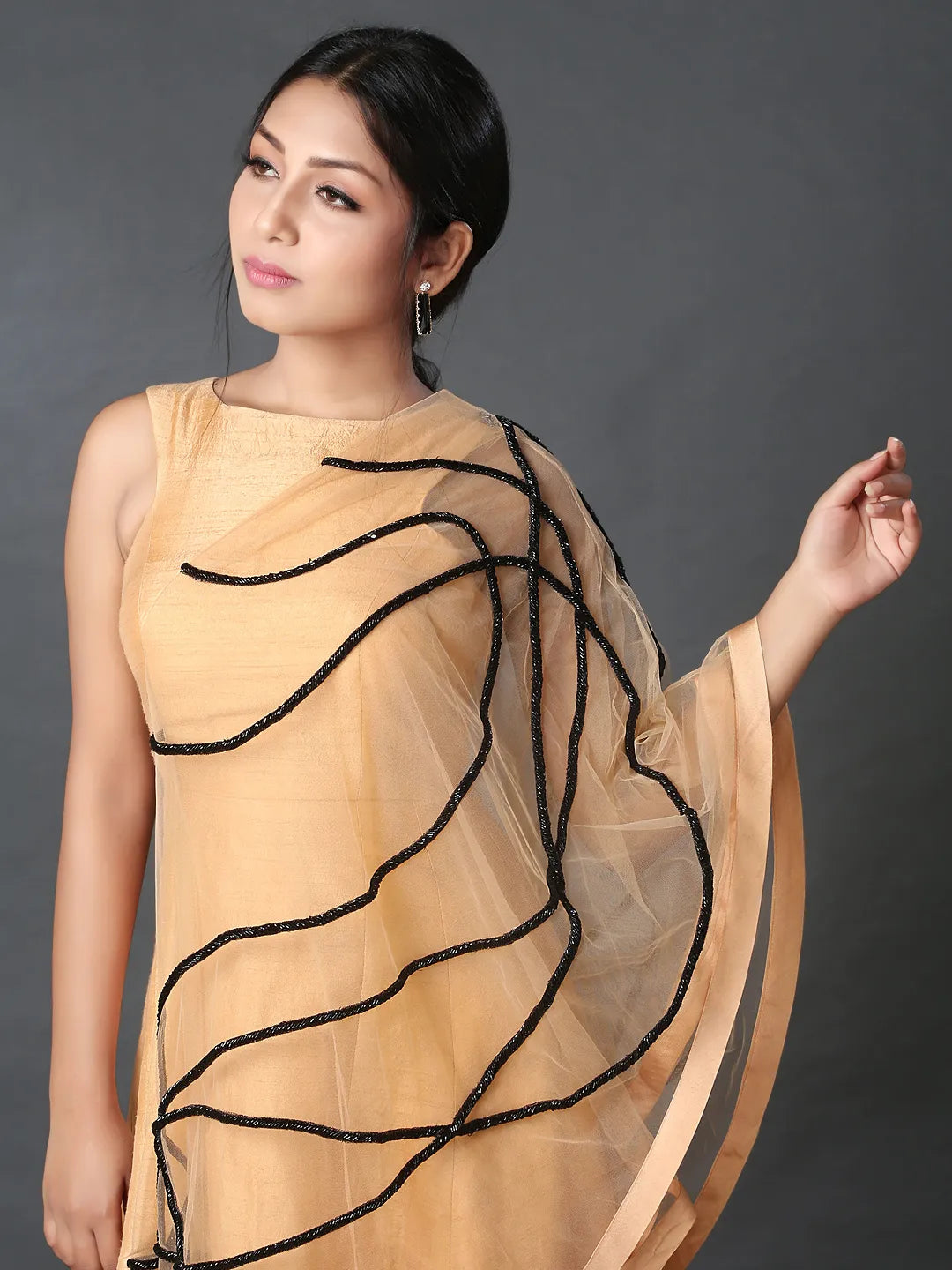 Peach cape gown