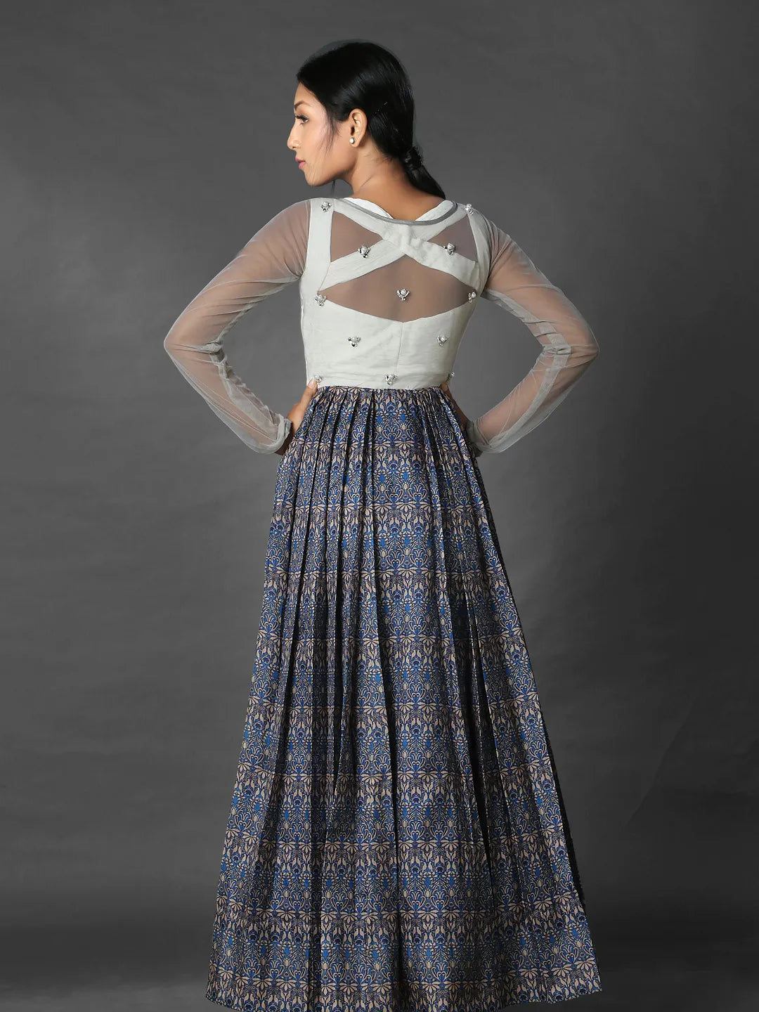 Bejewelled white gown