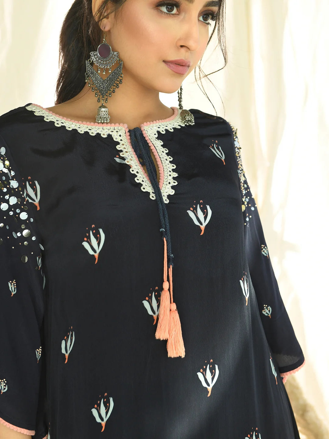 Midnight motif printed kurta & dhoti set