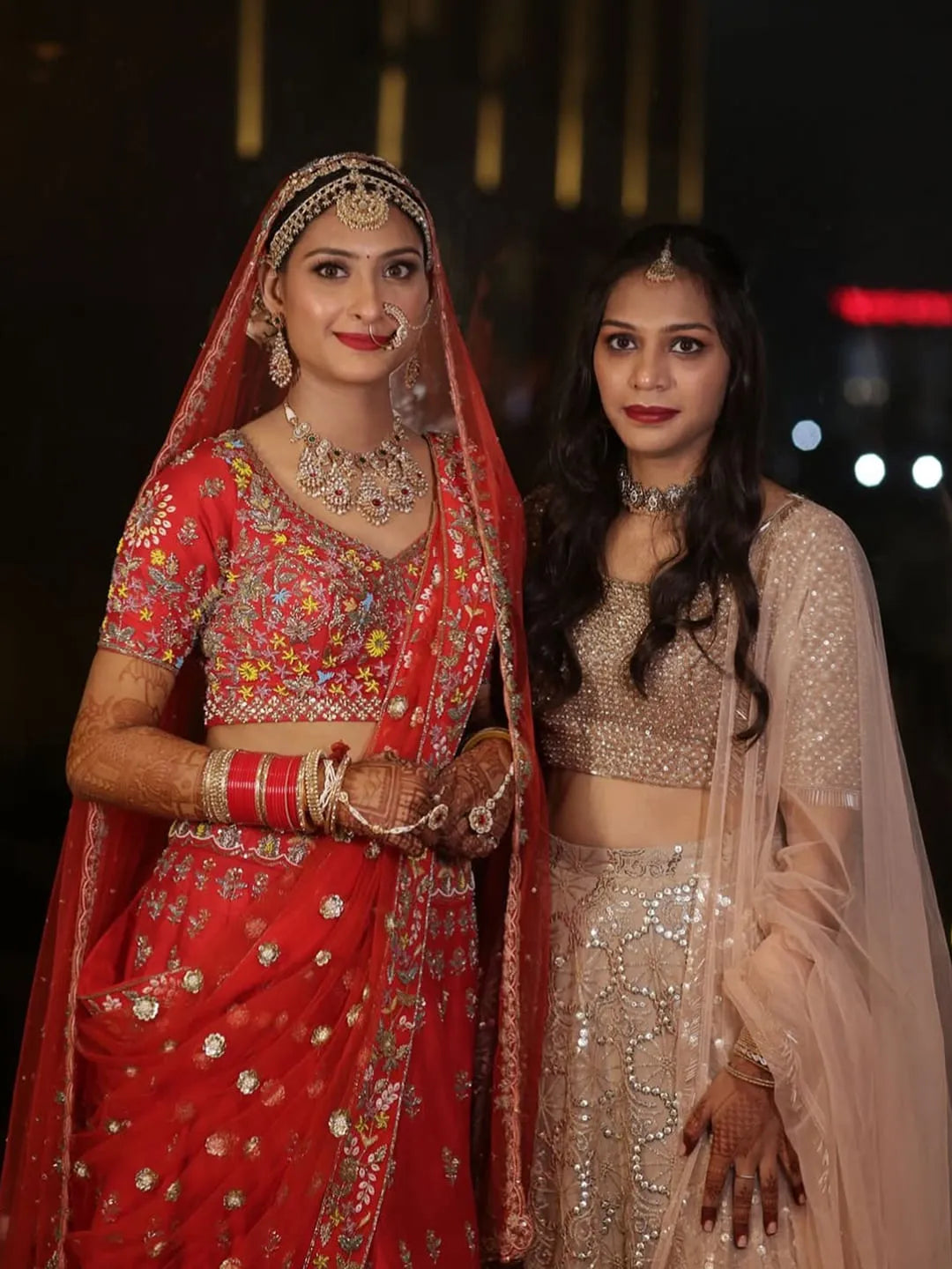 bright red bridal lehenga