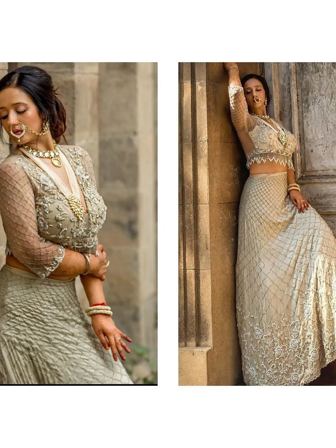 dusty sage lehenga