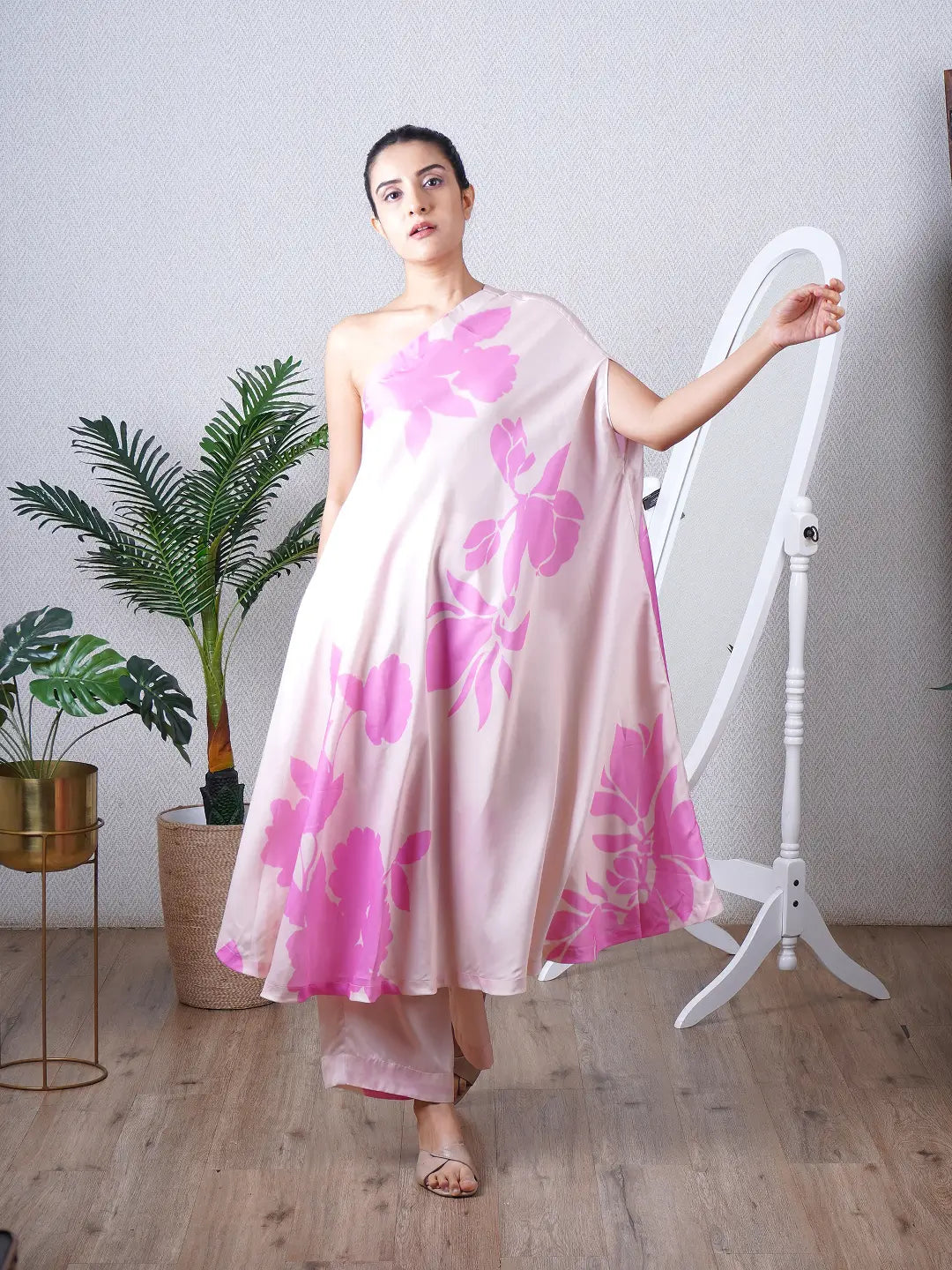 Candy Pink One Shoulder Co-ord Set