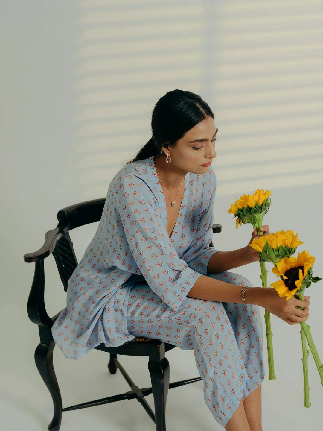 Baby blue motif print co ord set