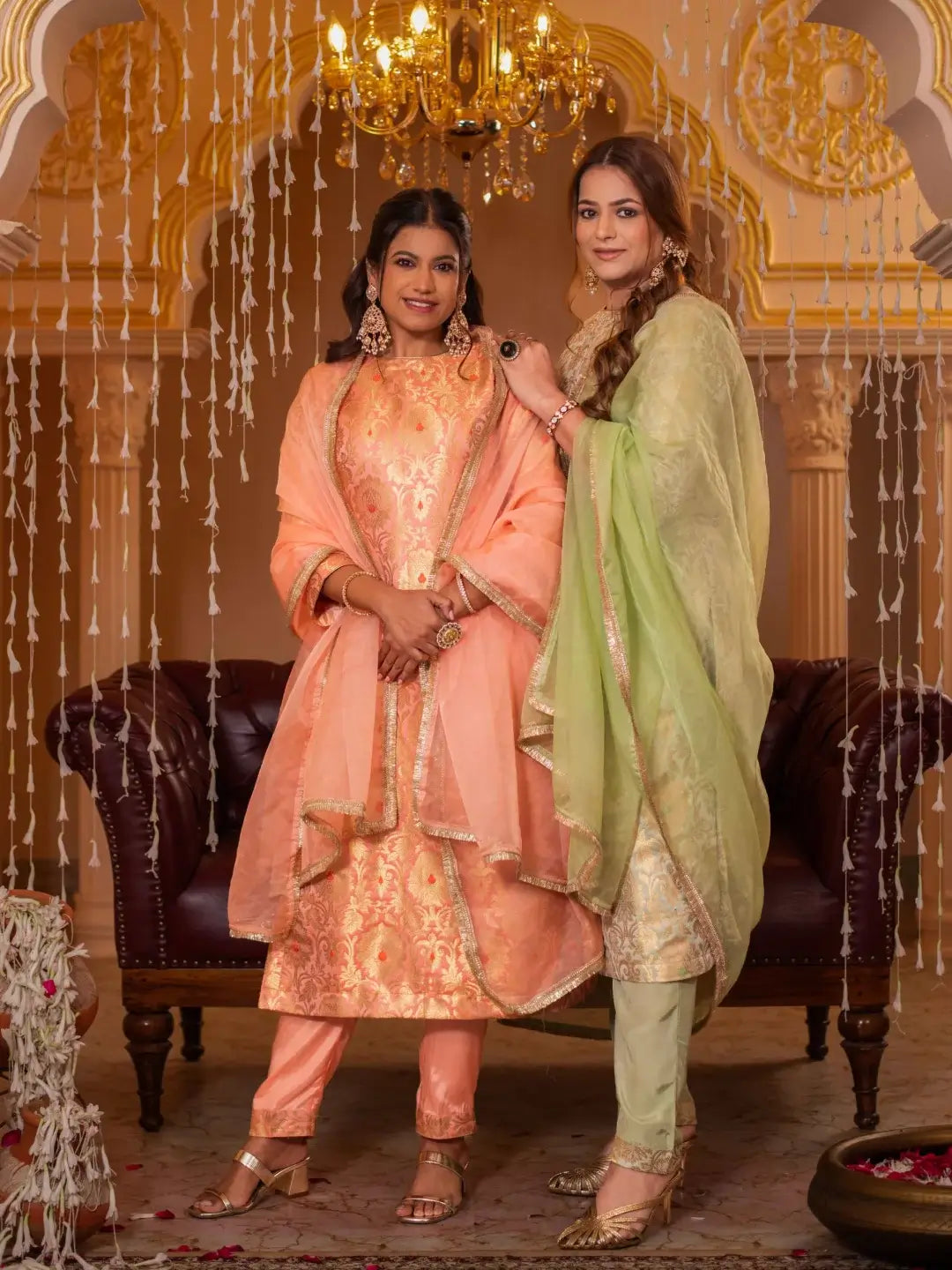 Zari Mahal Set Peach