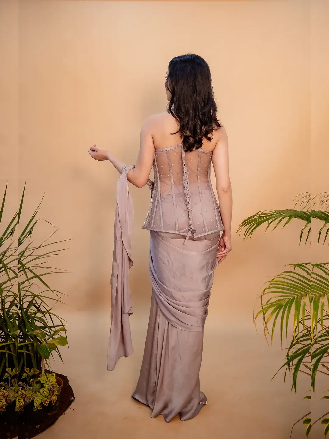 Diamanté Embellished Corset Saree