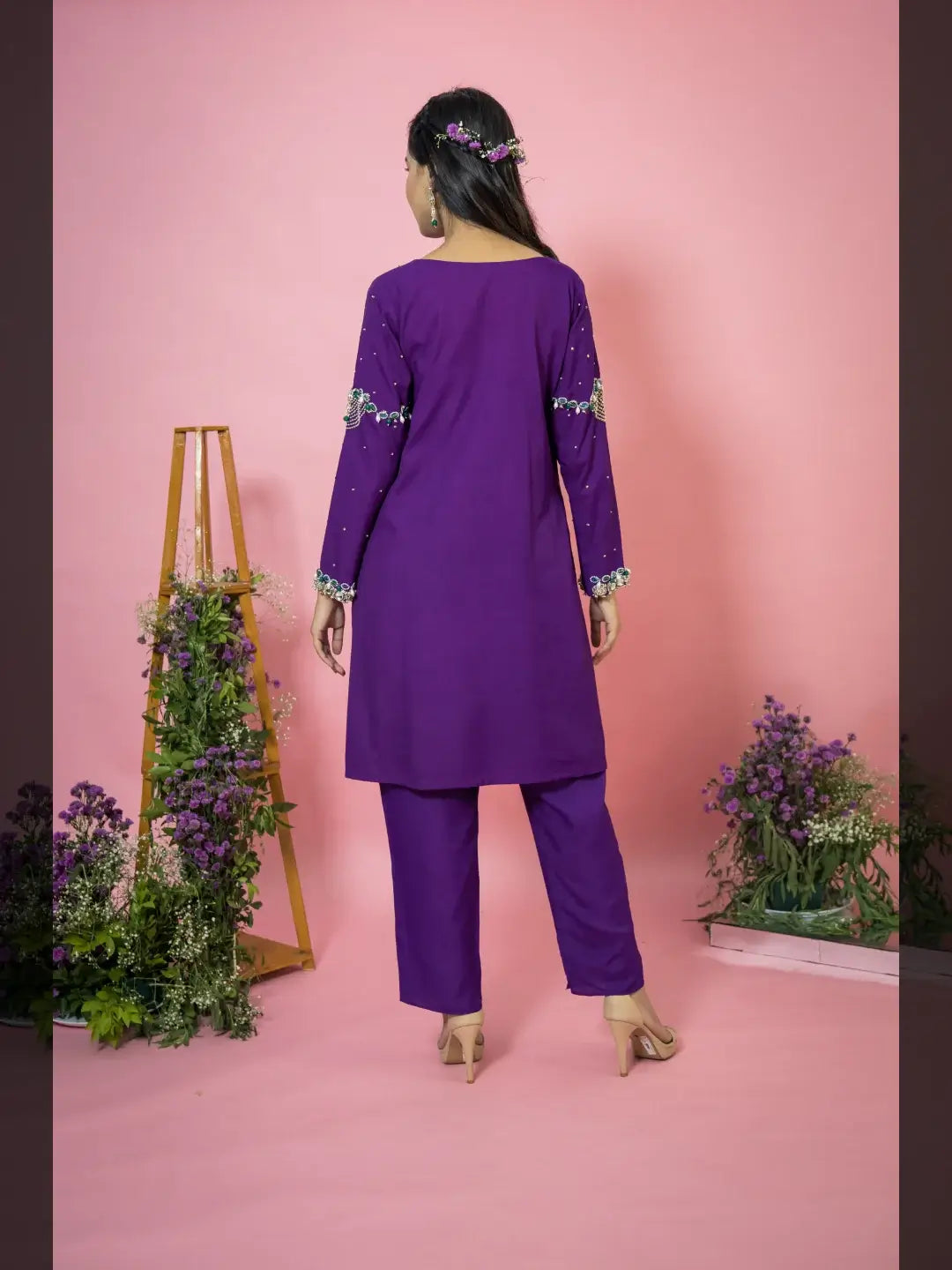Embellished Noor Suit wine