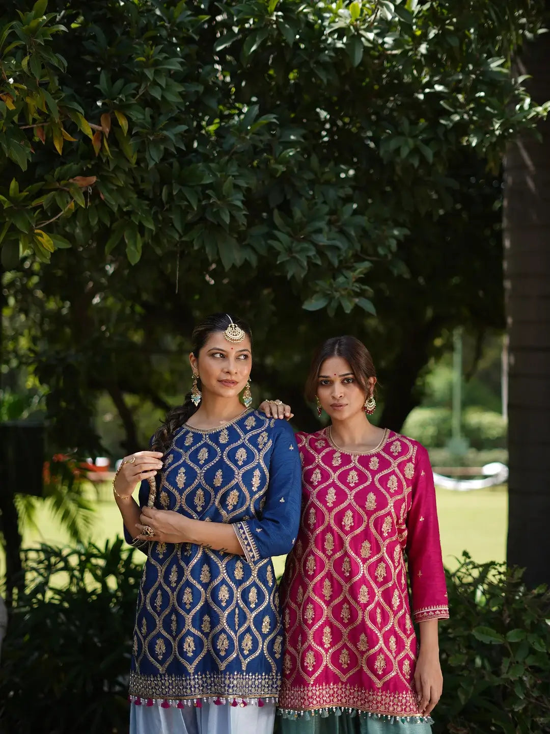 Kurta & Farshi Salwar - Midnight blue & powder Blue