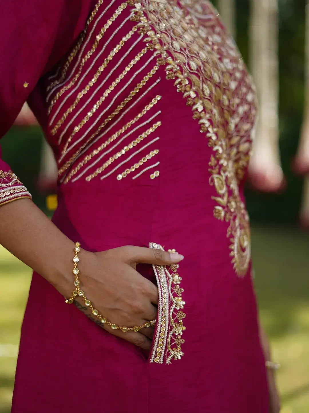Pink Flared kurta and Palazzo set