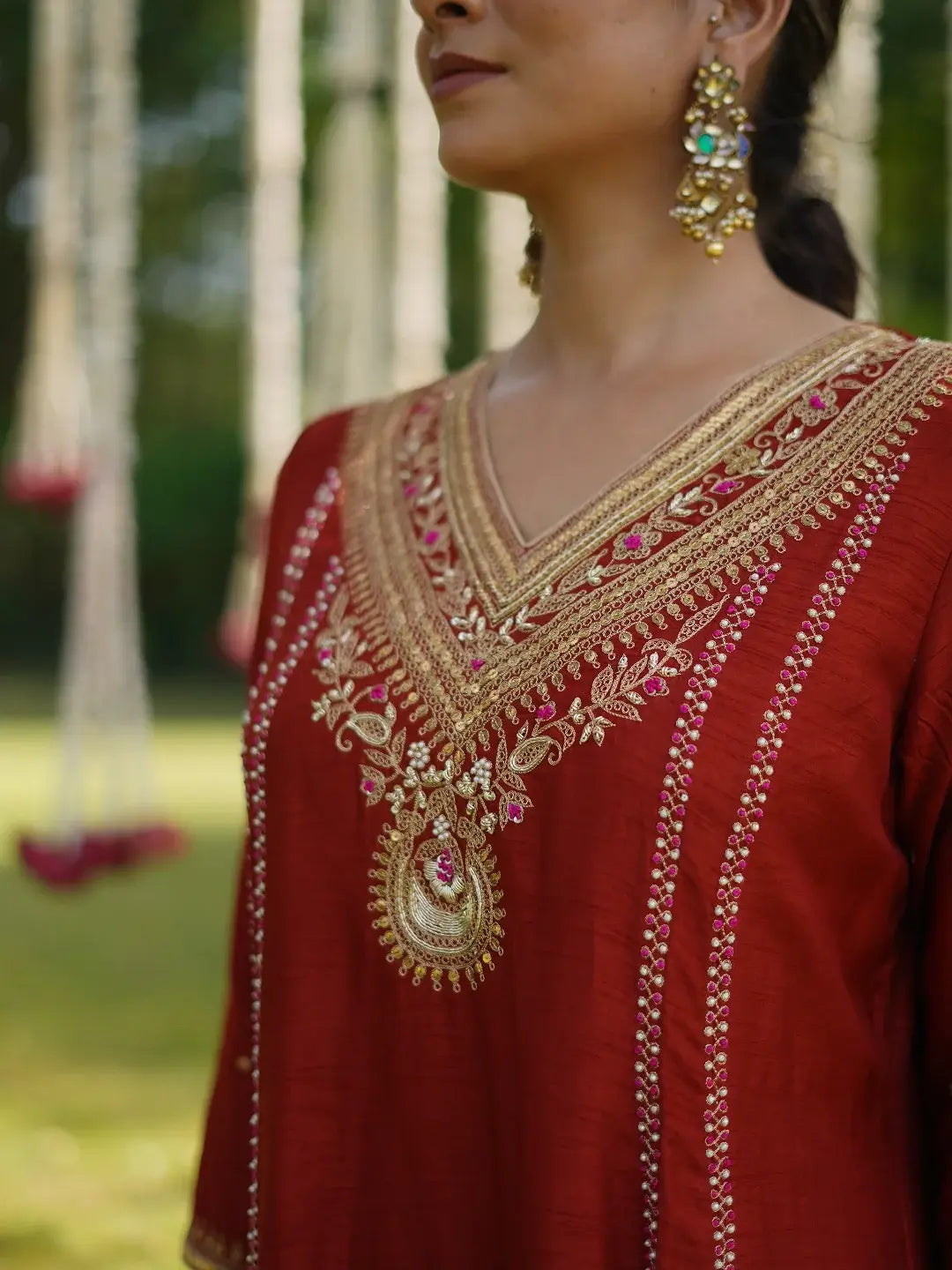 Maroon kurta set