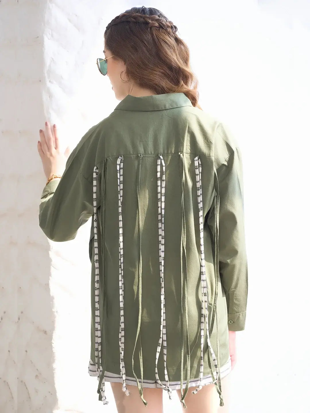 Reva Green Shirt with Striped Skorts Set