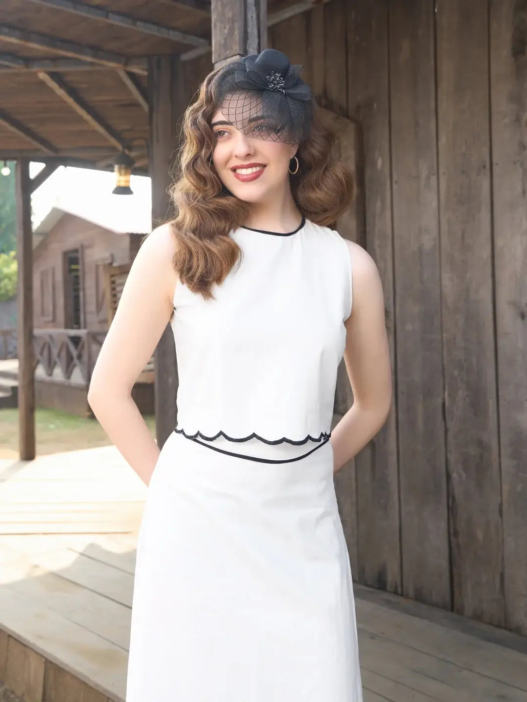 Perla Scalloped Top & Skirt Set