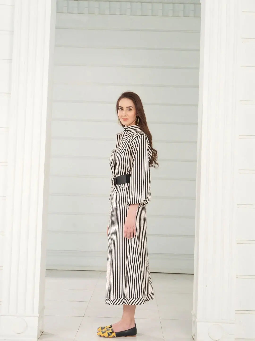 Aura Striped Shirt & Wrap Skirt Set