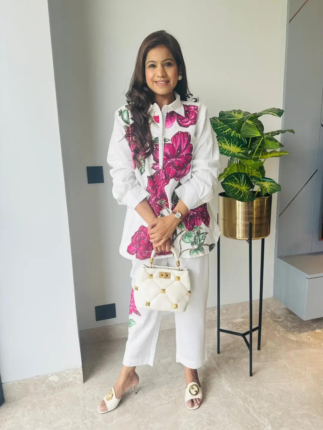 Linen Blossom shirt set