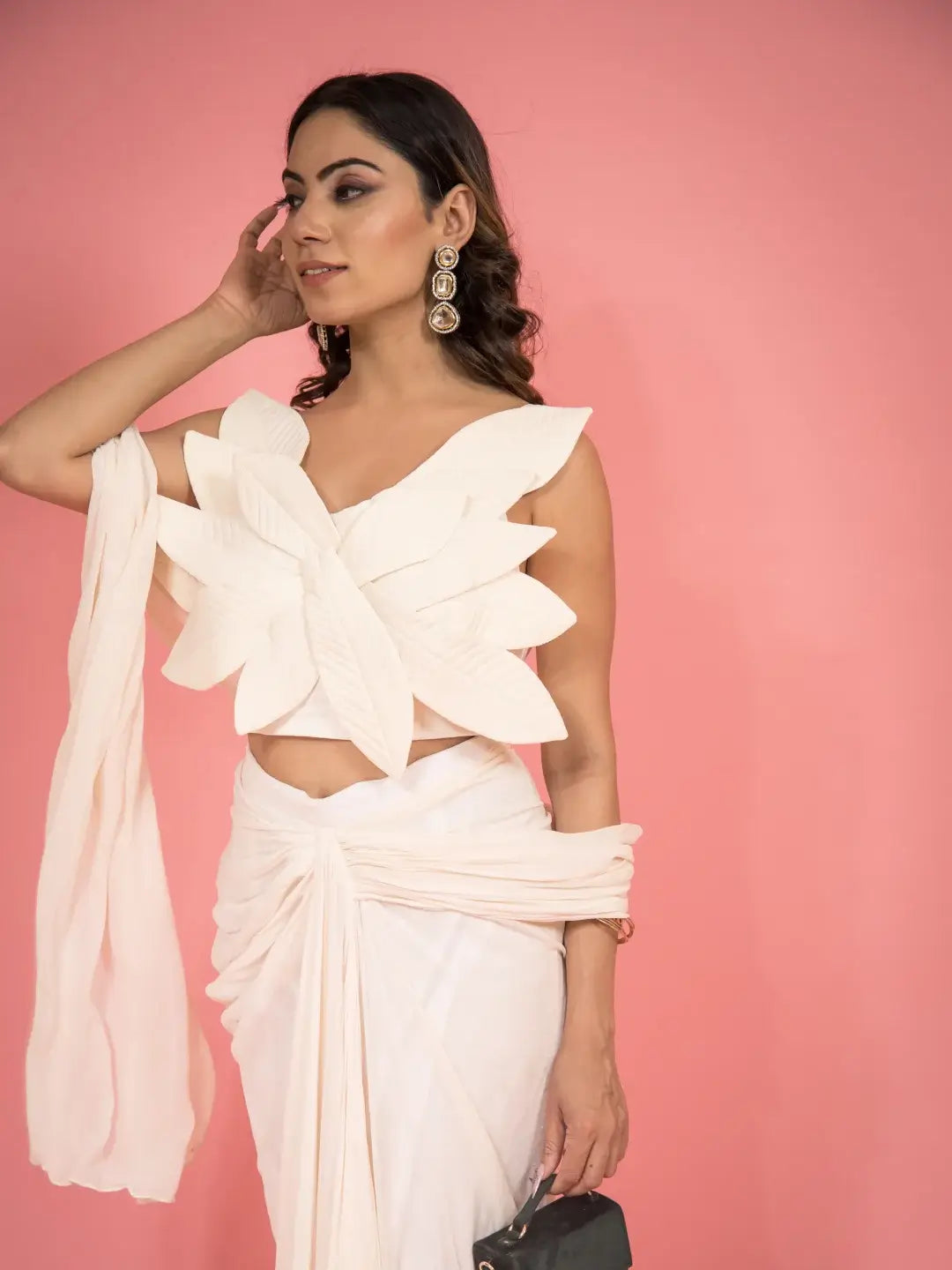 3d Leaf Draped Saree