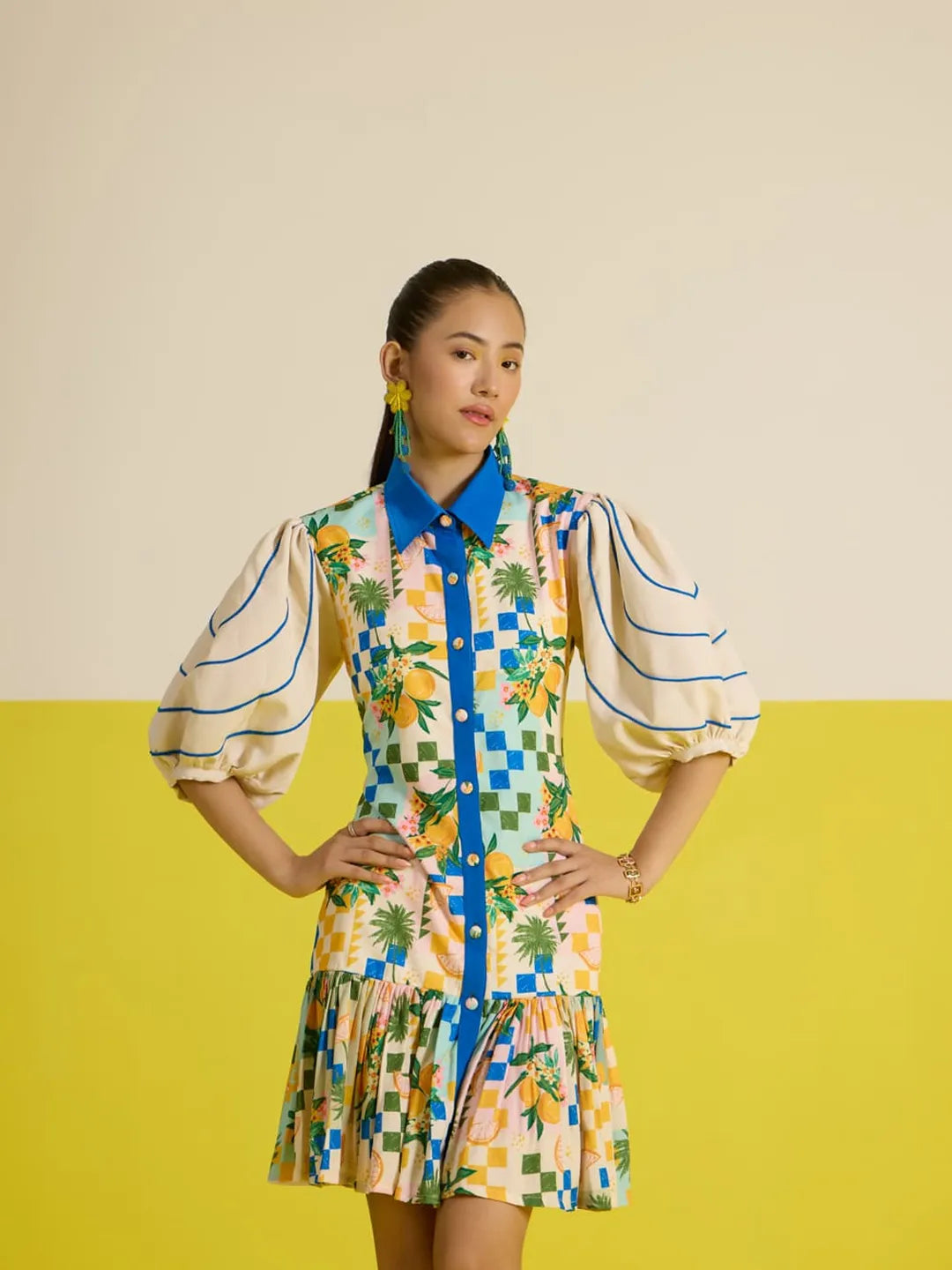 Sorrento puffed sleeve shirt dress