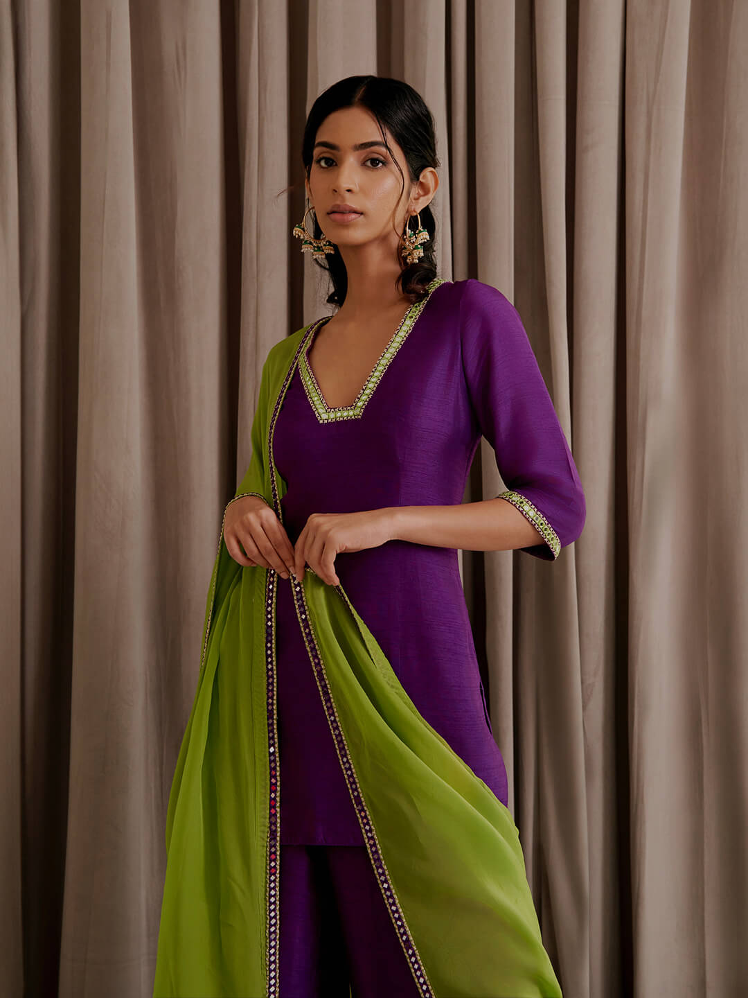 Purple Kurti Palazzo Set