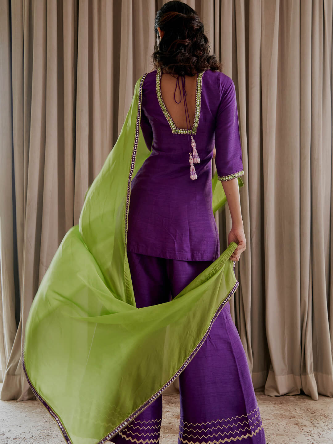Purple Kurti Palazzo Set