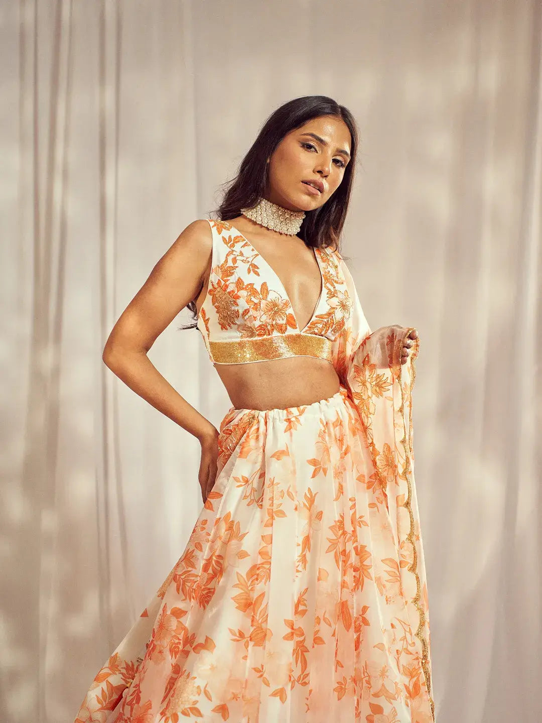 Burnt Orange Lehenga Set