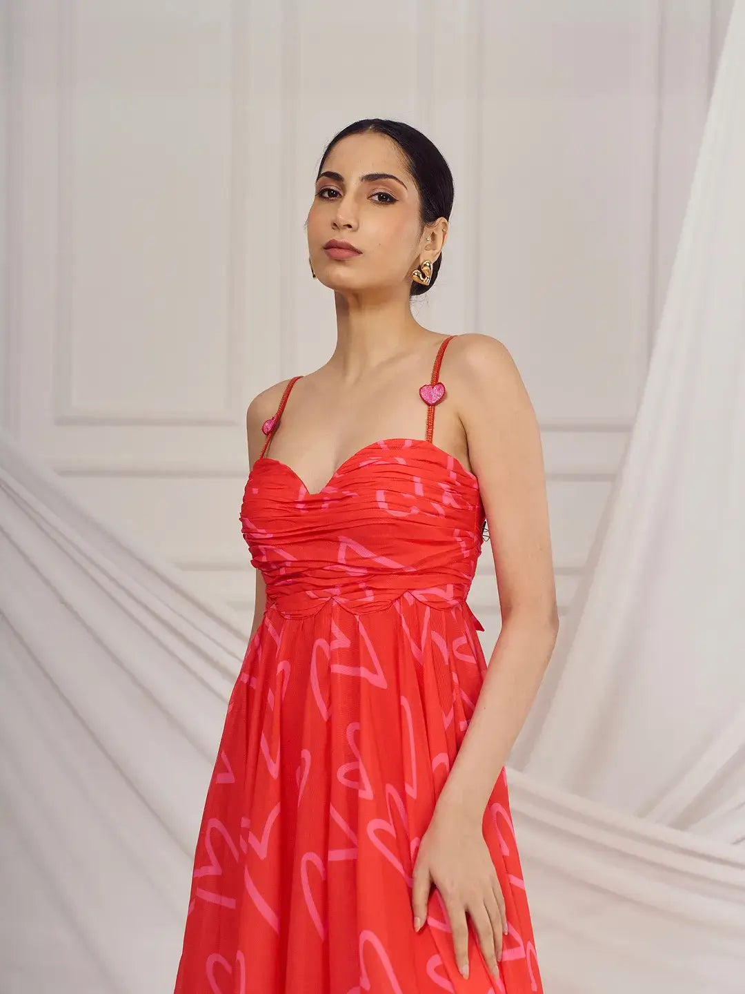 Red Heart High-Low Strappy Dress