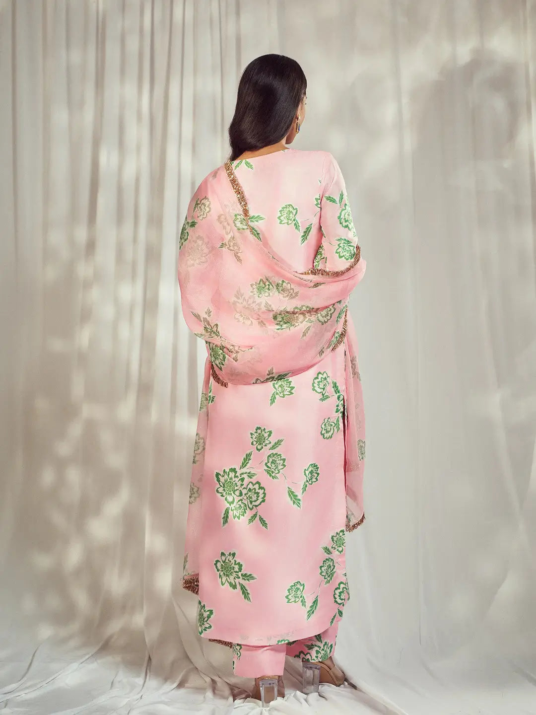 Baby Pink Print Kurti Set