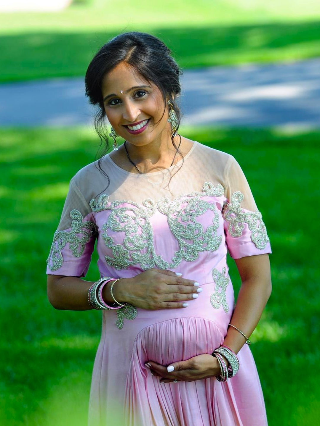 Baby pink embellished gown