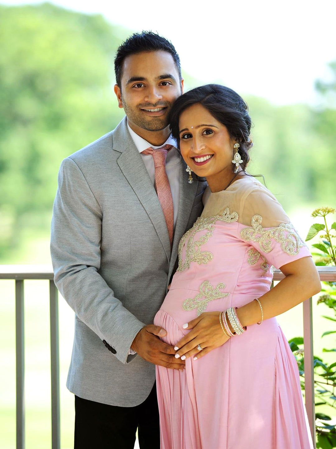 Baby pink embellished gown