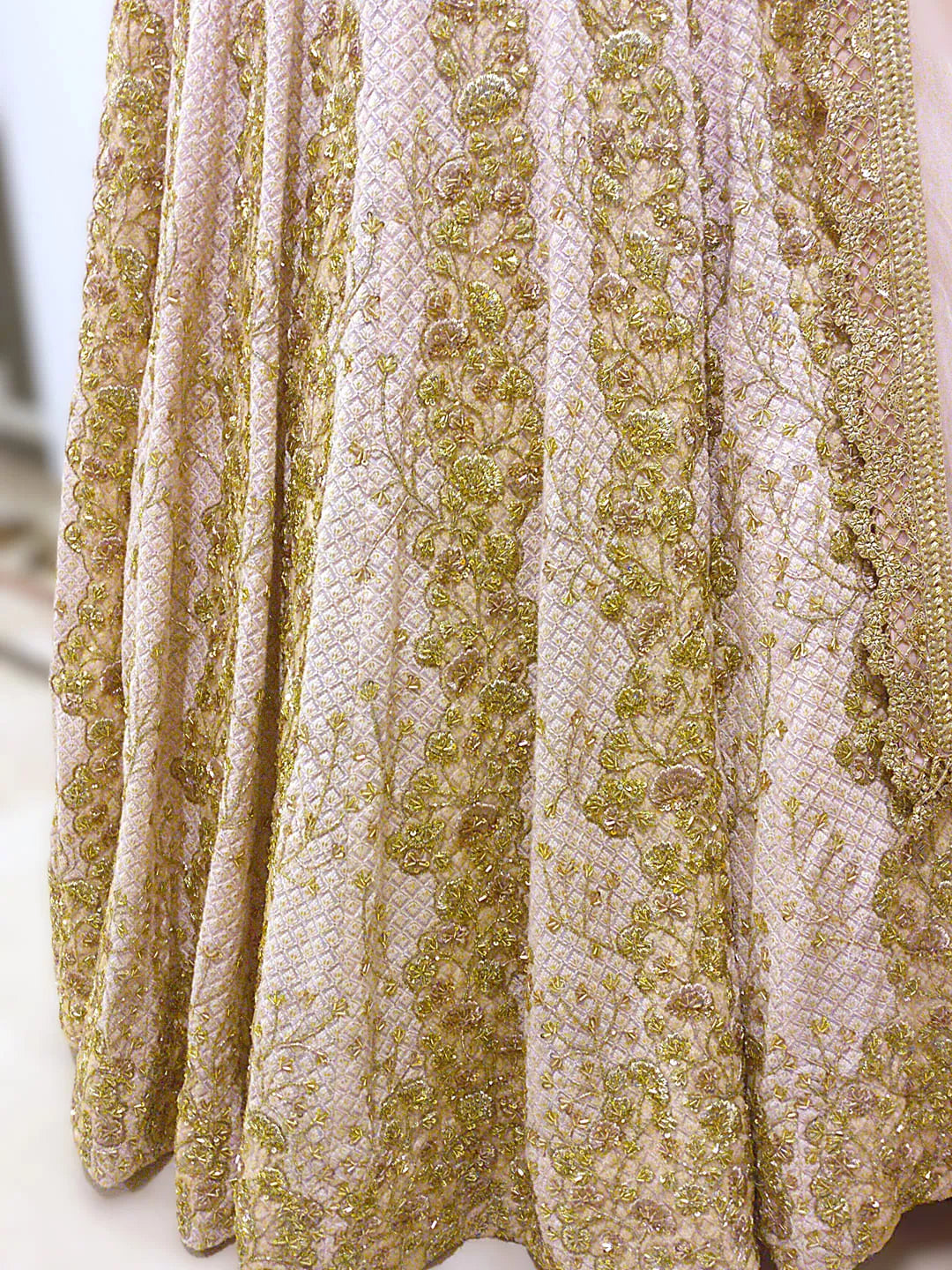 Textured rose gold lehenga set