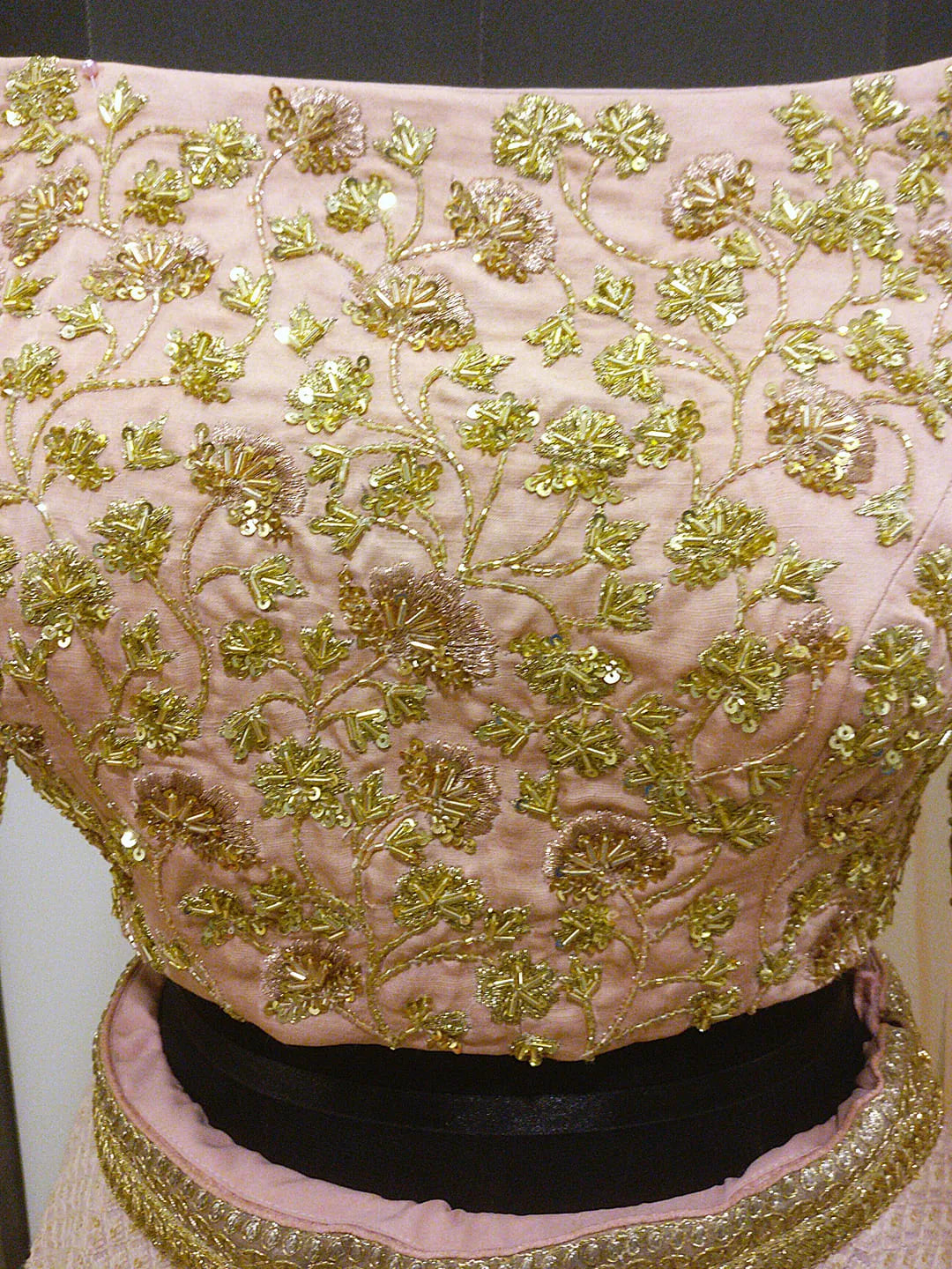 Textured rose gold lehenga set