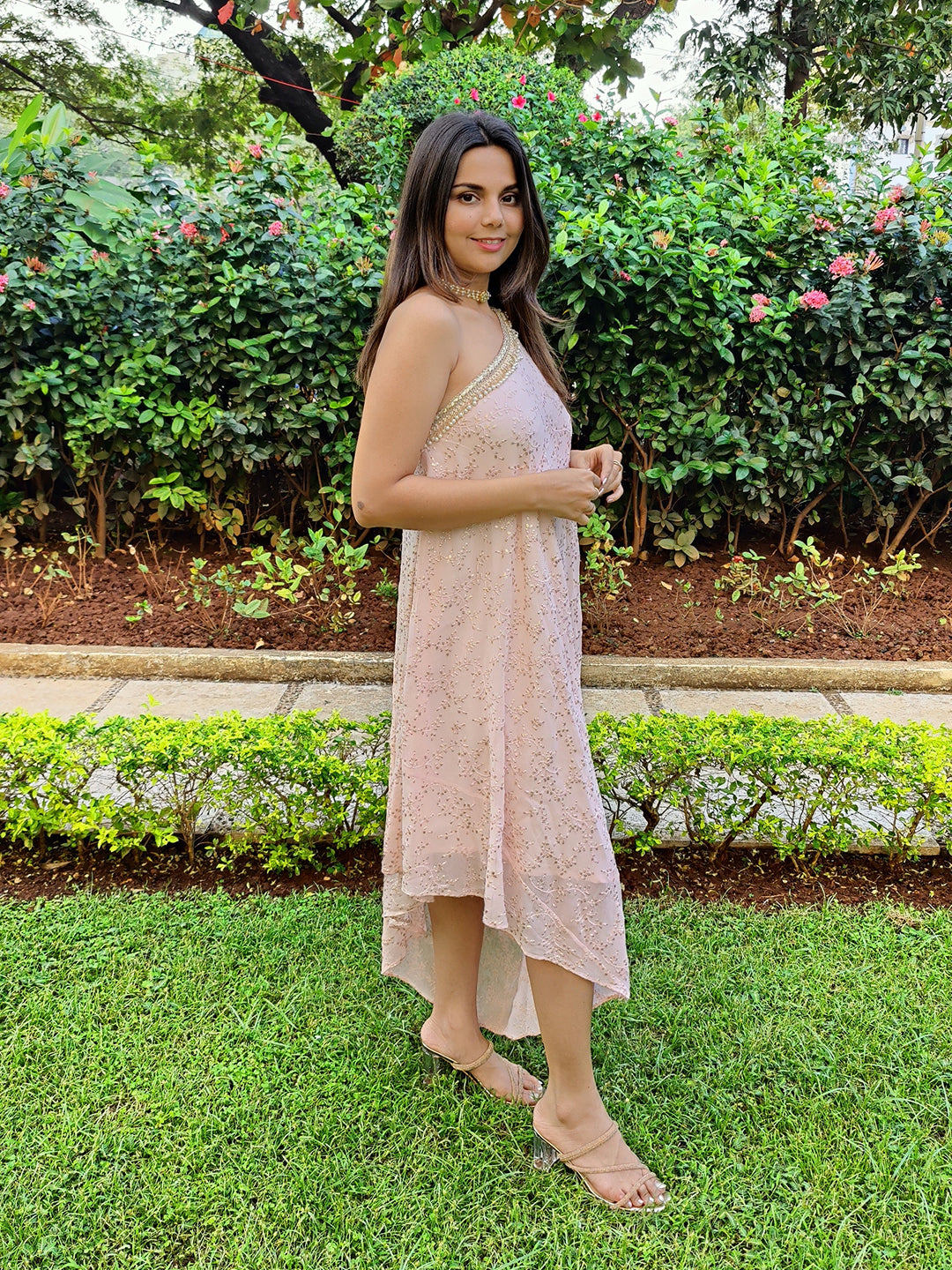 Asymmetric indo-western dress