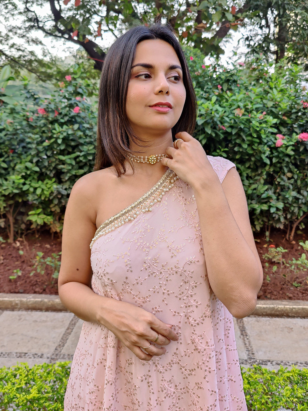 Asymmetric indo-western dress