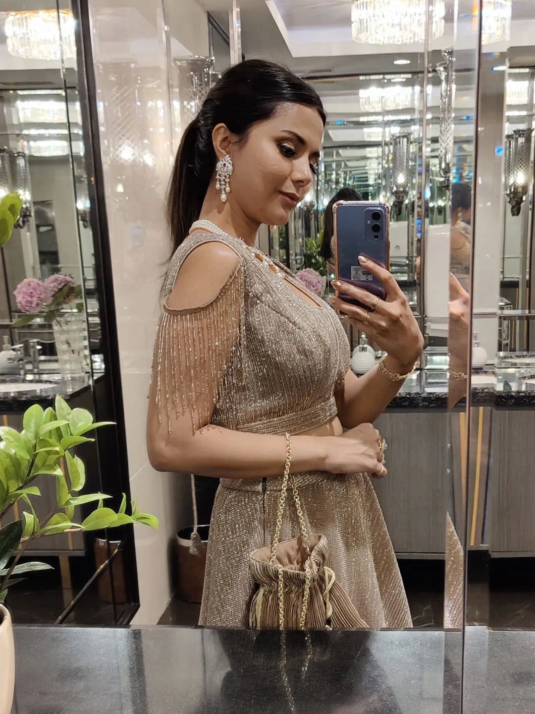Embellished party wear gown