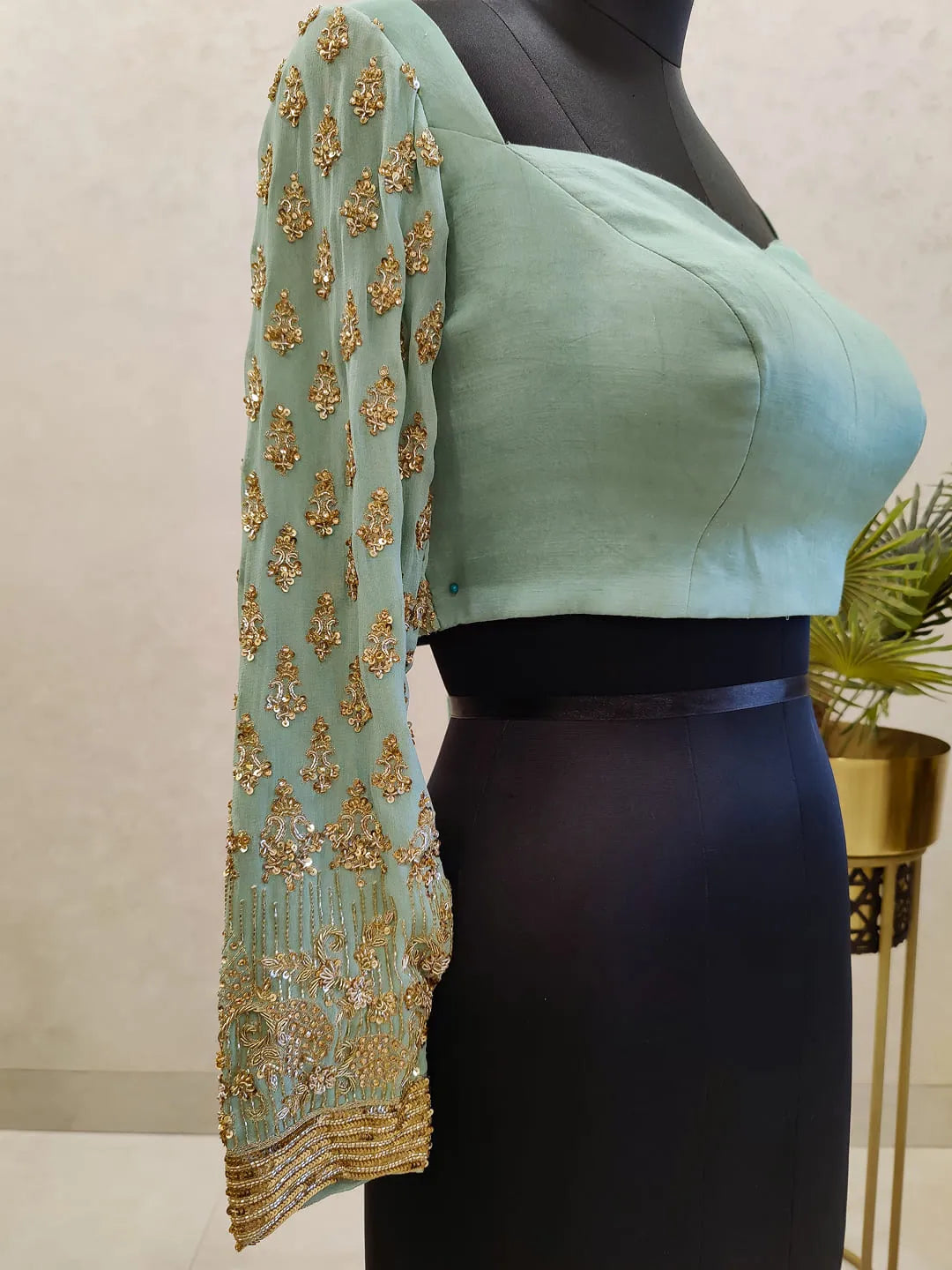 Mint green zardozi blouse