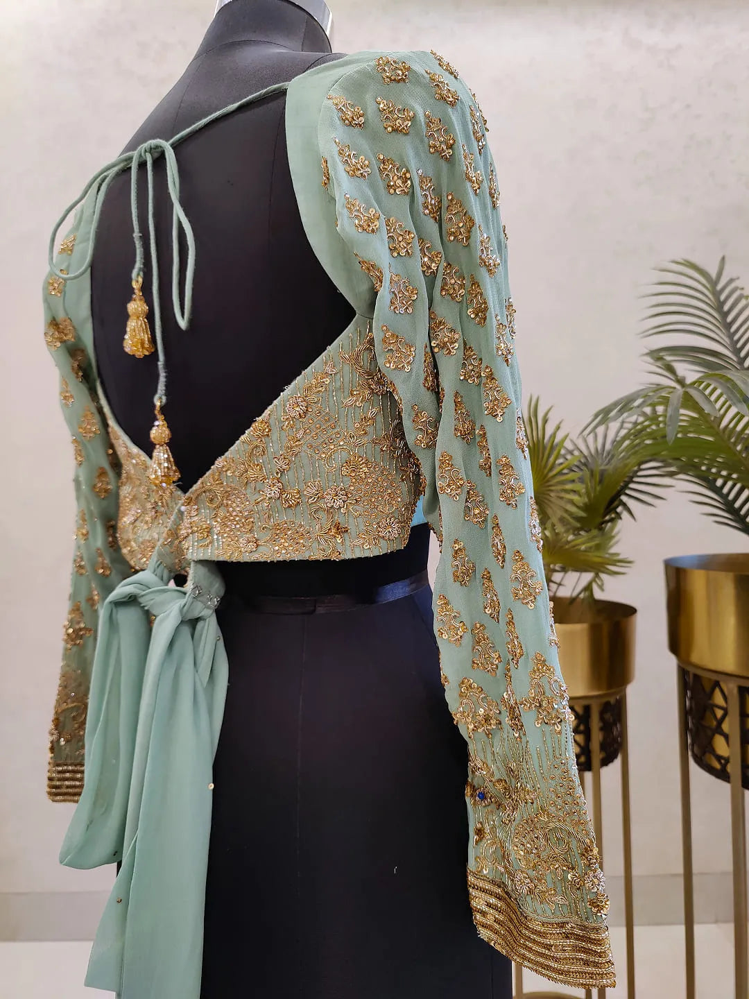 Mint green zardozi blouse