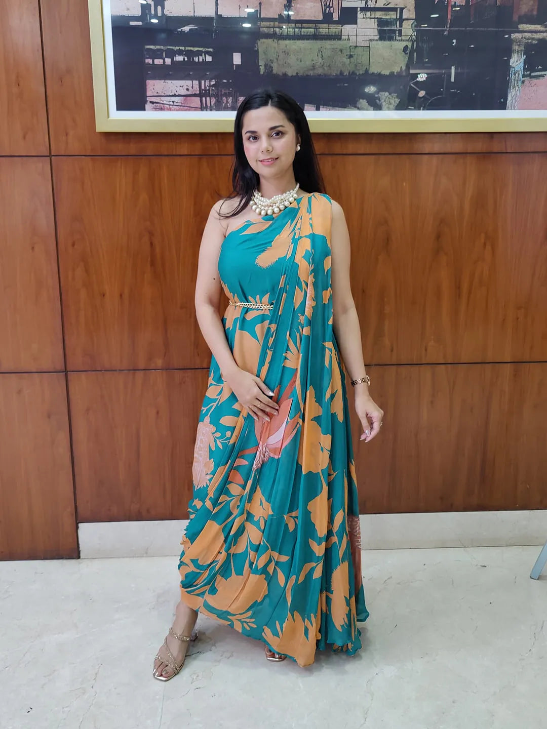 Draped saree gown