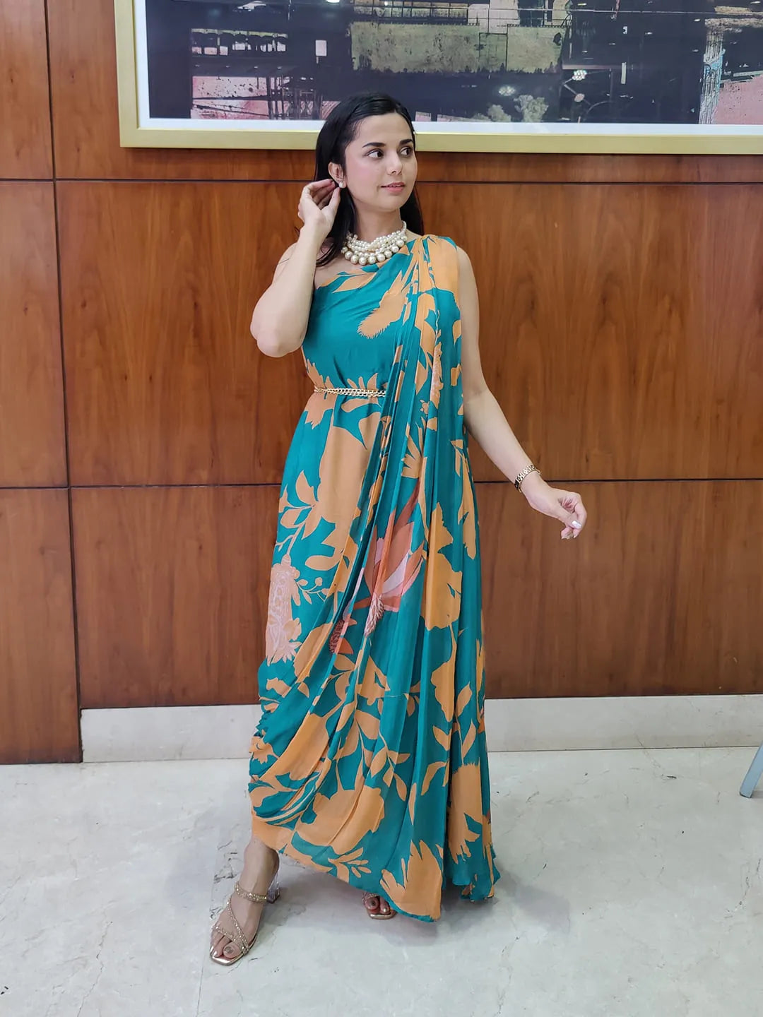 Draped saree gown