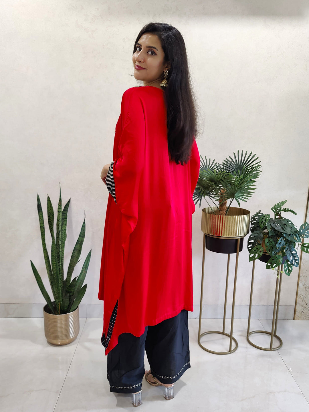Kaftan kurta-dress with embellished neck