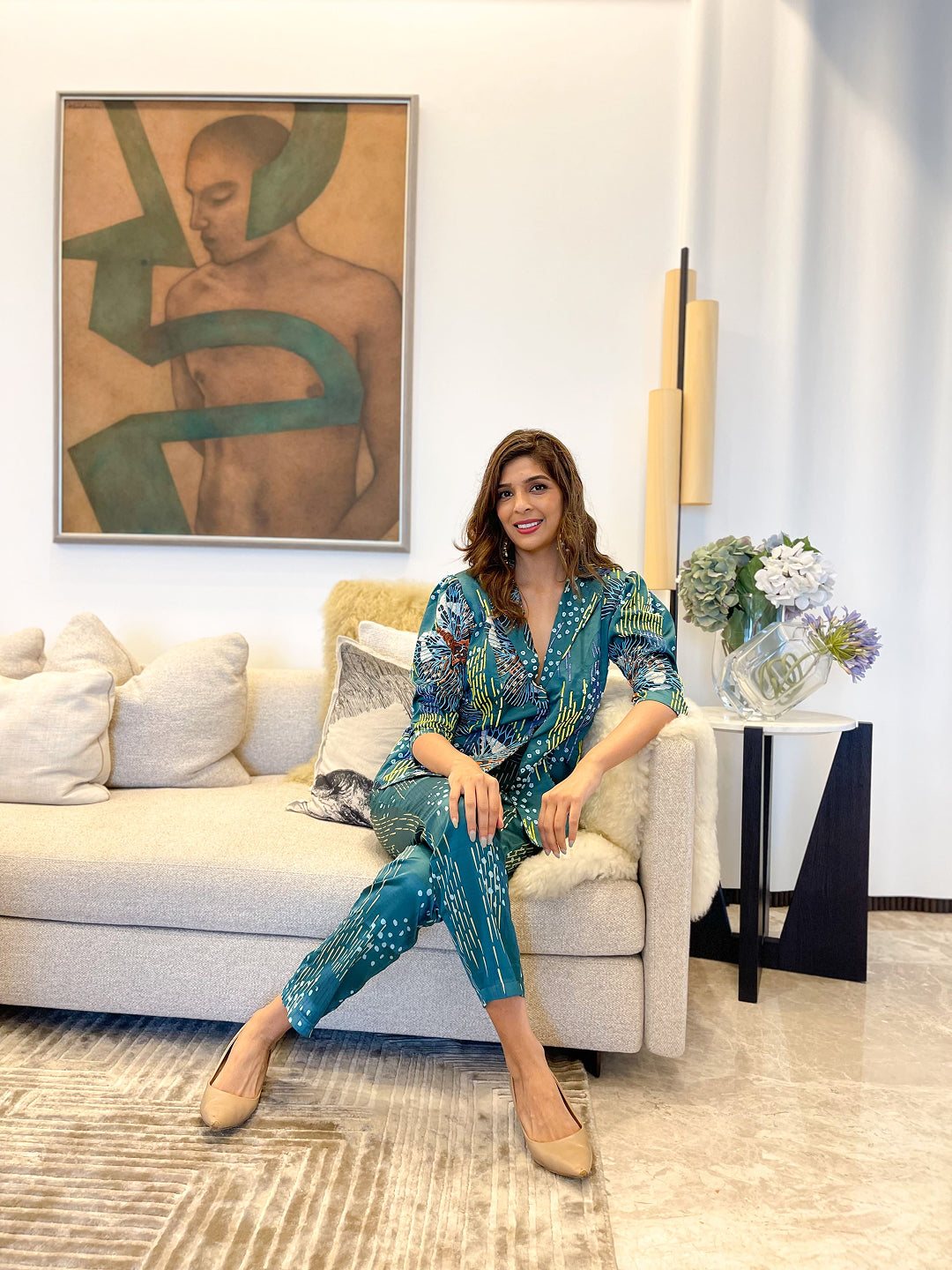 Green butterfly Blazer set